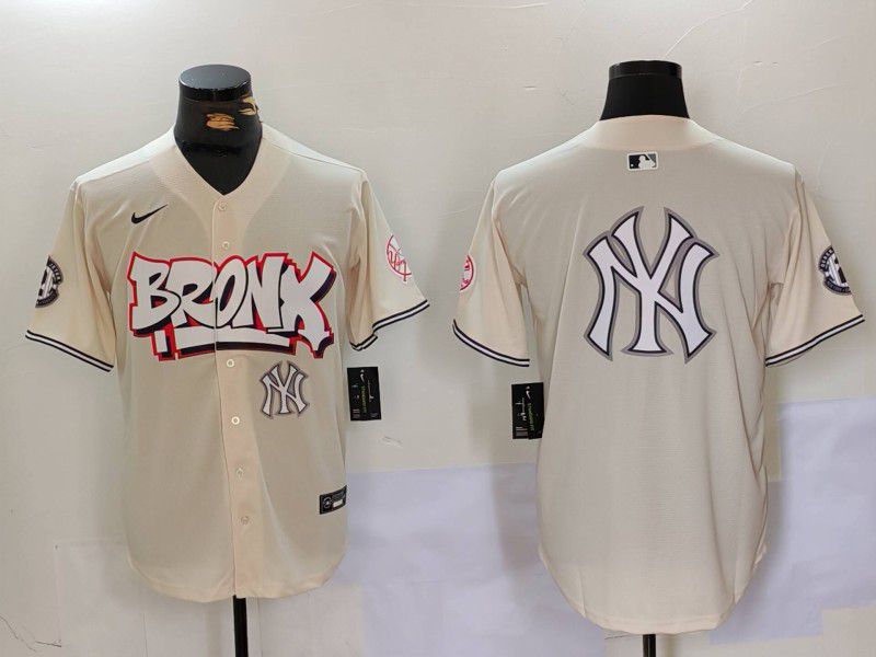 Men New York Yankees Blank Cream joint name 2024 Nike MLB Jersey style 15
